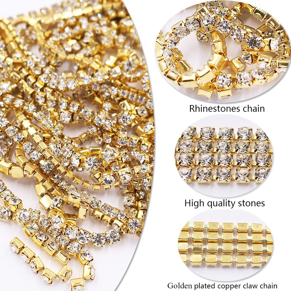 10 Yards Rhinestone Chain Ss6-Ss16 Mix Size Crystal Diamond Chain