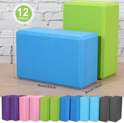 Miniatura 2 de Wettarn Bloques de yoga a granel de 9 x 6 x 4 pulgadas, ladrillo de yoga de apoyo de espuma EVA, ligero, suave, antideslizante, bloques de gimnasia,