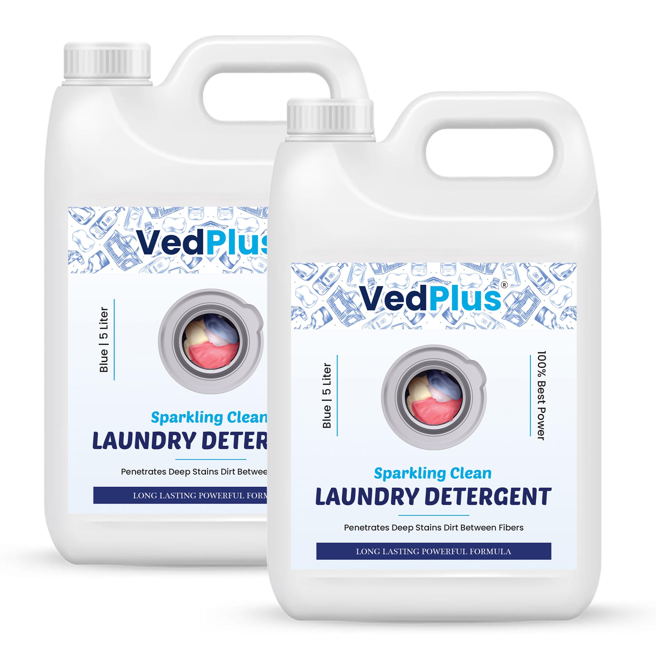 5L Laundry Liquid Detergent| Sparkling Clean With Long-Lasting Fresh Fragrance | Gentle On All Fabrics | Deep Stain Removal & Dirt Penetration |Eco-Friendly And Safe For Daily Use (Pack Of 2)