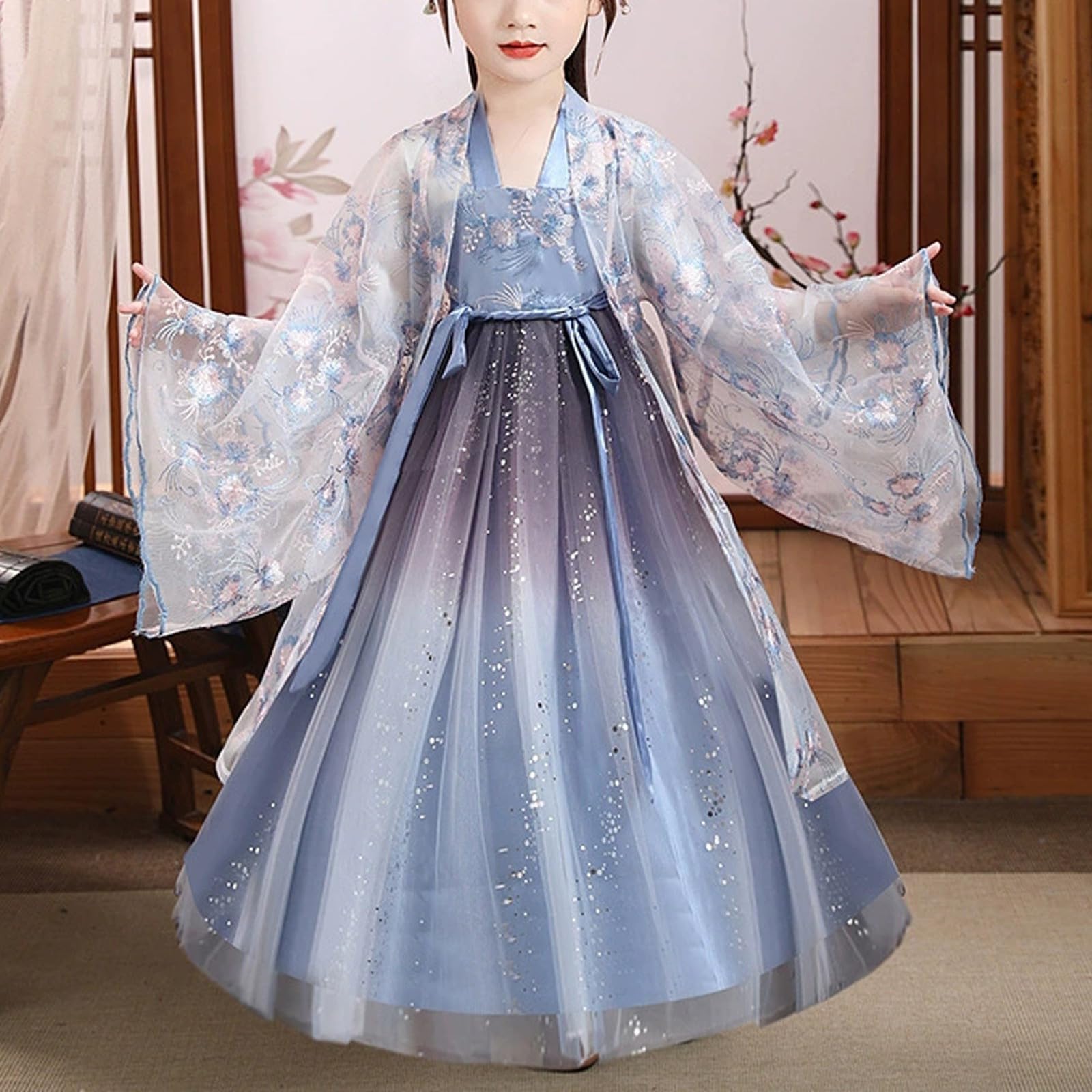 Faschingskostüme Mädchen Elegantes Chinesisches Traditionskleid Für Mädchen Hanfu Kostüm Antikes Gewand Im Tang Stil Für Fasching Und Kindergeburtstag Kinderkostüme