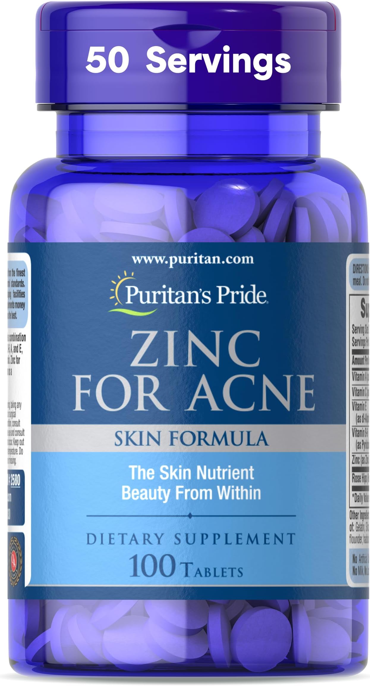 Puritan's Pride Zinc for Acne Mineral Supplement - 100'S