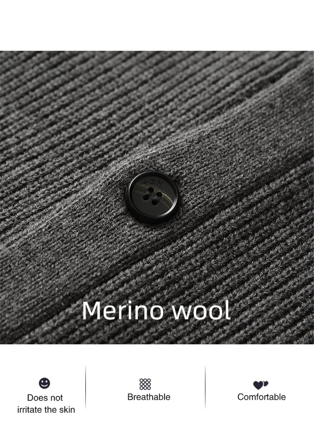 Zadaos Męski szal kołnierz kardigan sweter slim fit kabel dzianina guziki czarny sweter, Czarny, 3XL