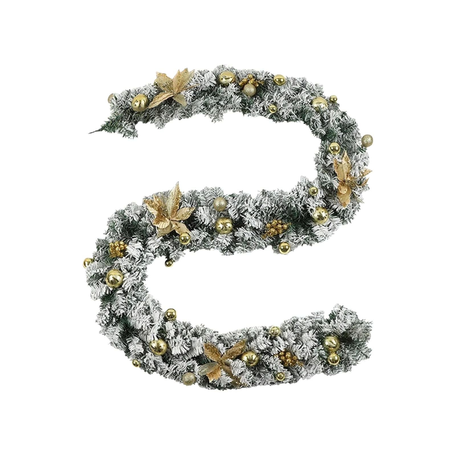 KAQNTUD Christmas Flocking Wreath with Realistic Snow Effect Pine Garlands with Red Berries PVC Seasonal Room Decoration Door Frame Flocking Wreath Decoration