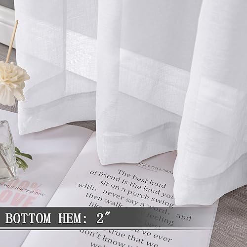 Miniatura 4 de Tollpiz Cortinas cortas transparentes de lino con textura, filtrantes de luz, con bolsillo para barra, para dormitorio, 38 x 54 pulgadas de largo,
