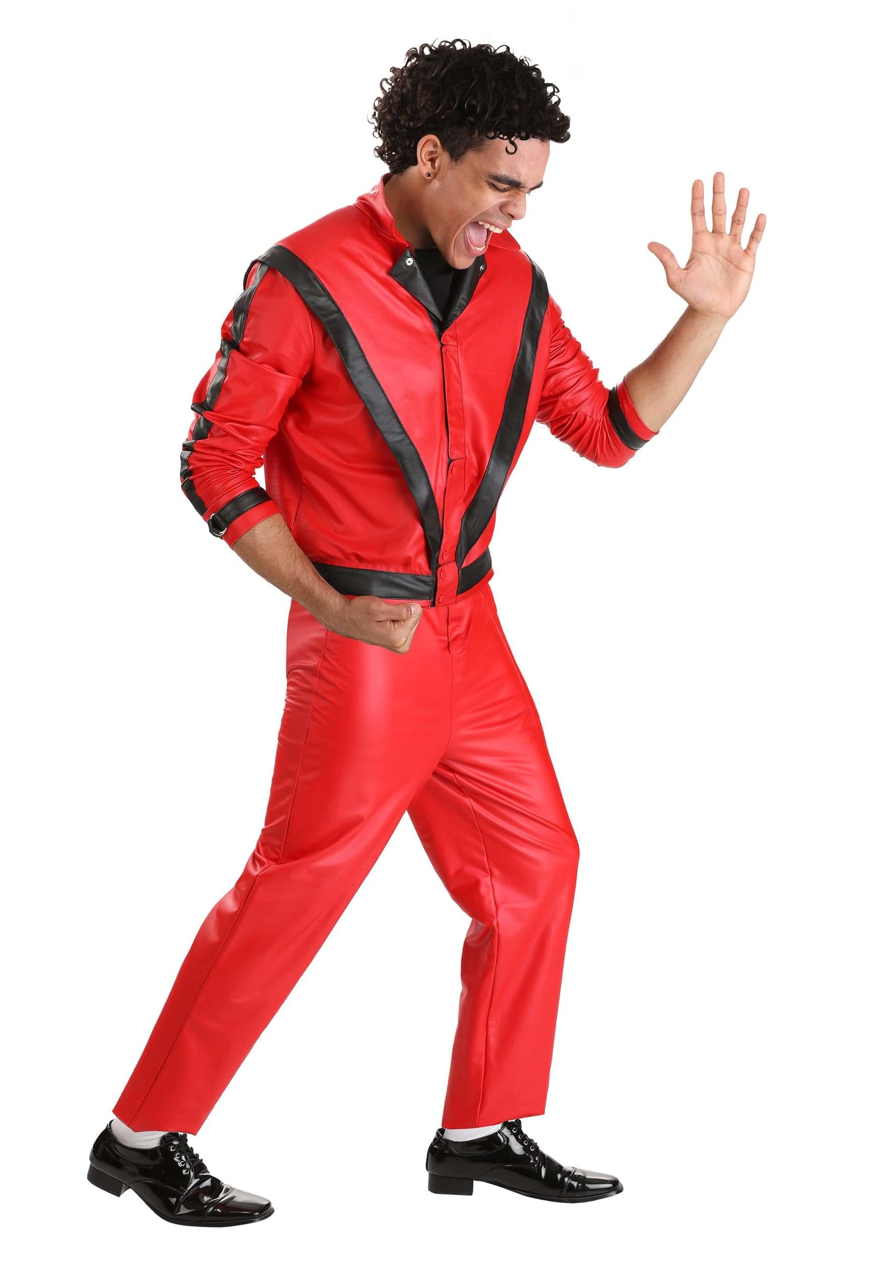 Michael Jackson Thriller Costume Adult Men Red Vinyl Jacket Outfit Size Large for Halloween Parties