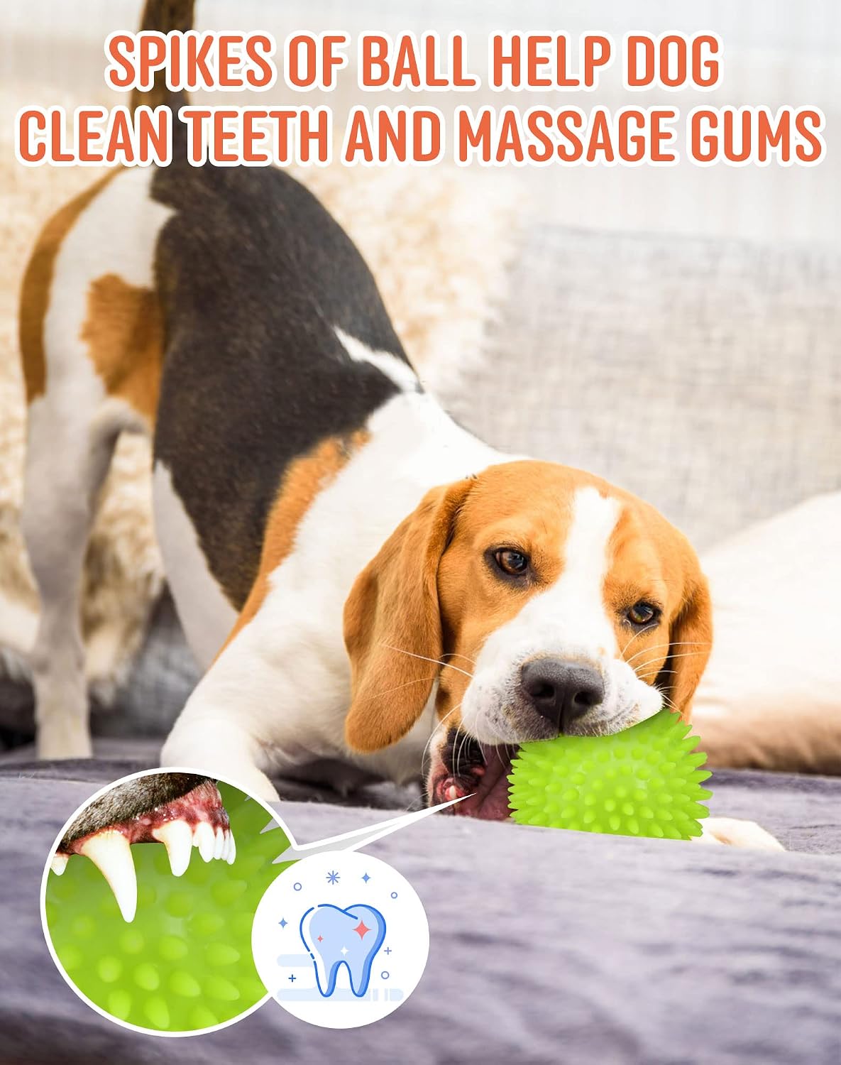 Pweituoet 3.5” Spike Dog Balls with Squeaky, Thicker and Durable, 2 Pack Dog Chew Toys Clean Teeth Training for Puppy Small Medium Large Dogs, Dog Ball Toys for Aggressive Chewers