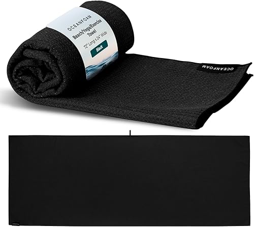 Miniatura 11 de Oceanfoam Toalla de playa ligera, absorbente, de secado rápido, resistente a la arena, antideslizante, ideal para entrenamientos, yoga, pilates,