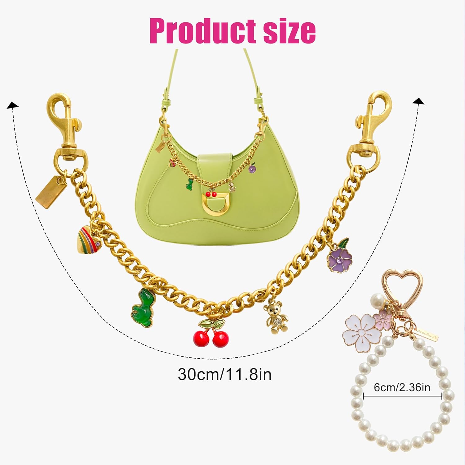 Bag Charms Purse Extender Chain, Elegant Gold Purse Charms for Women - Image 2