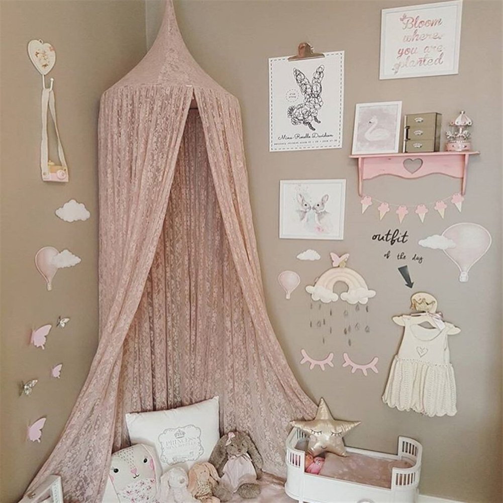 zanzariera Lettino Neonato con Supporto Maglia zanzariera Lettino Bimbi con Apertura Pieghevole Neonato per Lettino Bambini Rosa 240x50cm (HöhexDurchmesser)