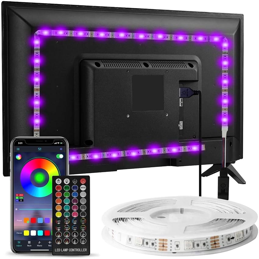 Enteenly Striscia LED TV 3 m, Striscia luminosa Retroilluminazione TV 40