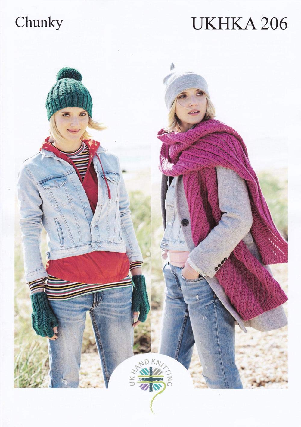 Hand Knitting PATTERN ONLY Adults Chunky Hat Scarf Fingerless Gloves UKHKA206