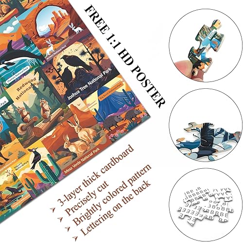 Miniatura 3 de Rompecabezas de 1000 piezas de los parques nacionales estadounidenses para adultos, póster de viaje de PICKFORU rompecabezas de paisaje de Zion
