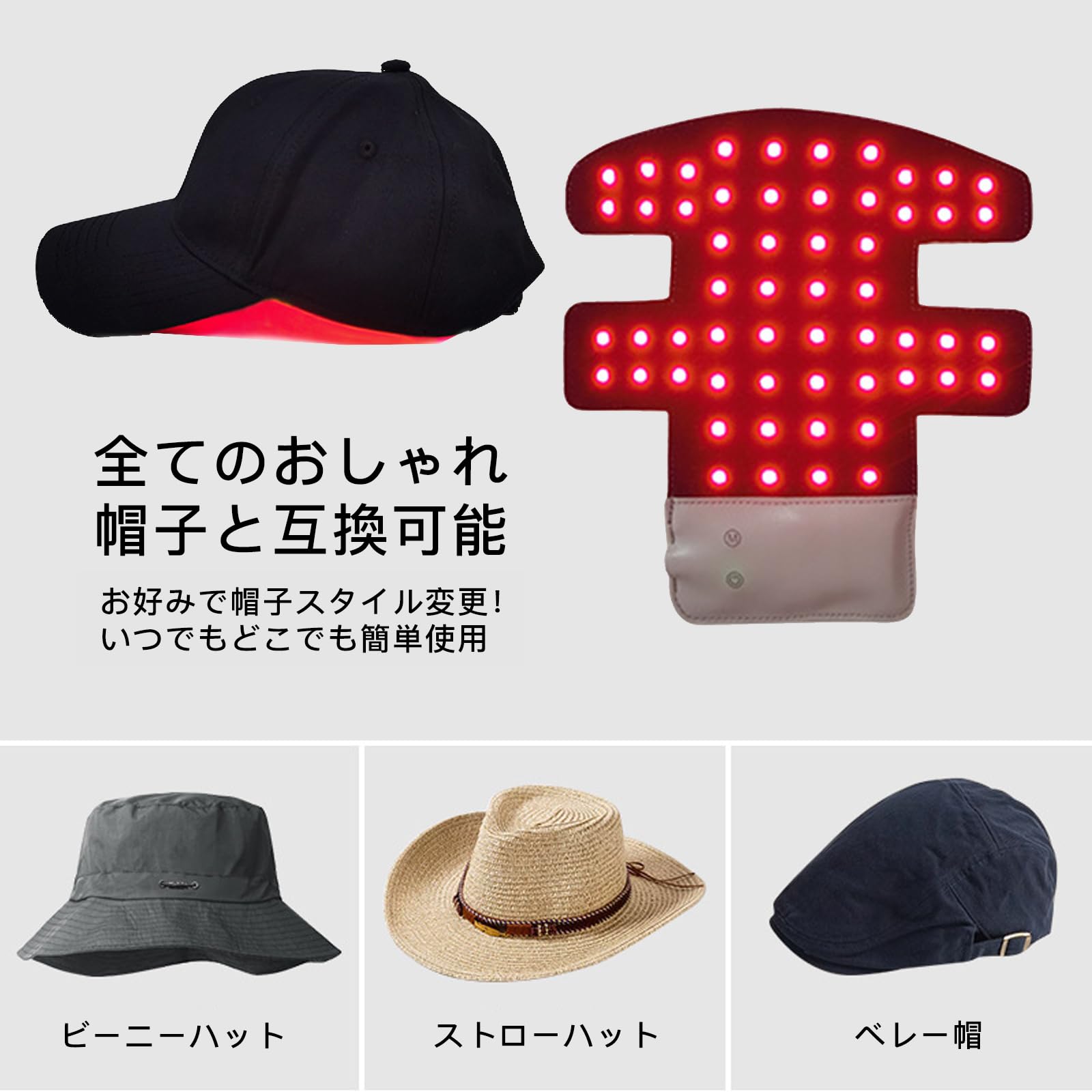 Amazon.co.jp: LED育毛キャップ 赤色LED 青色LED 頭皮 赤色光キャップ