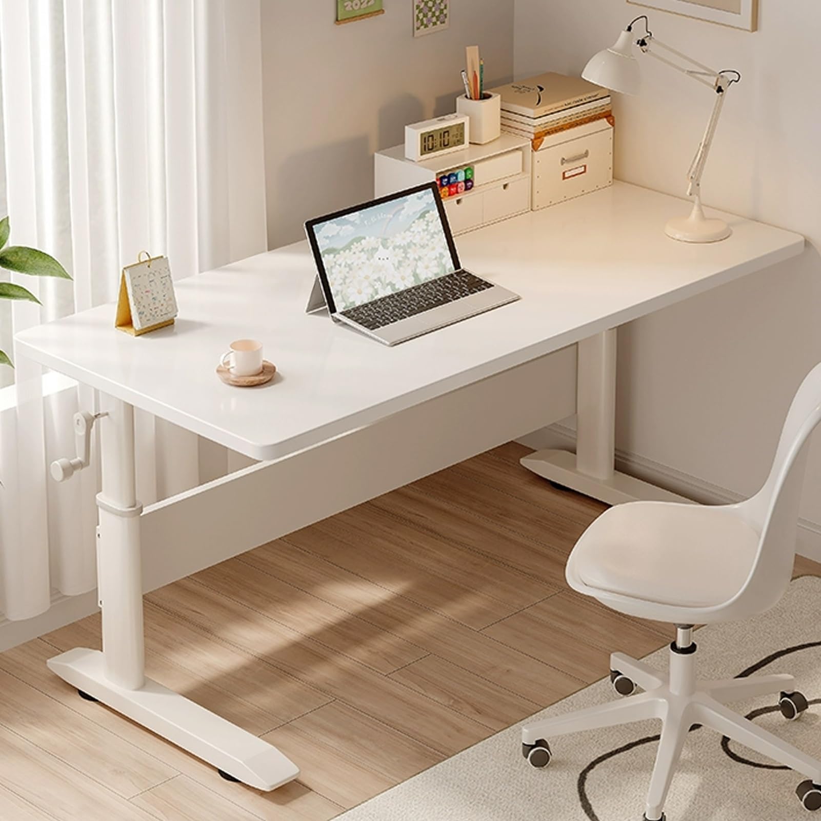 MYUYEE Adjustable Standing Desk, Manual Sit Stand Home Office Desk, Office Desk With Reinforced Beams, With Frame And Solid Integration Table Top, Easy To Install,One Color,31.4(One Color-47.2In)