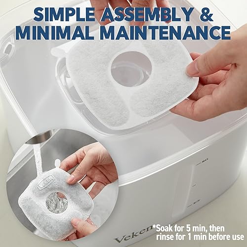 Miniatura 3 de Veken Paquete de 4 filtros de repuesto y 4 esponjas de prefiltro para fuente automática de mascotas de 67 onzas, 95 onzas, 135 onzas y dispensador