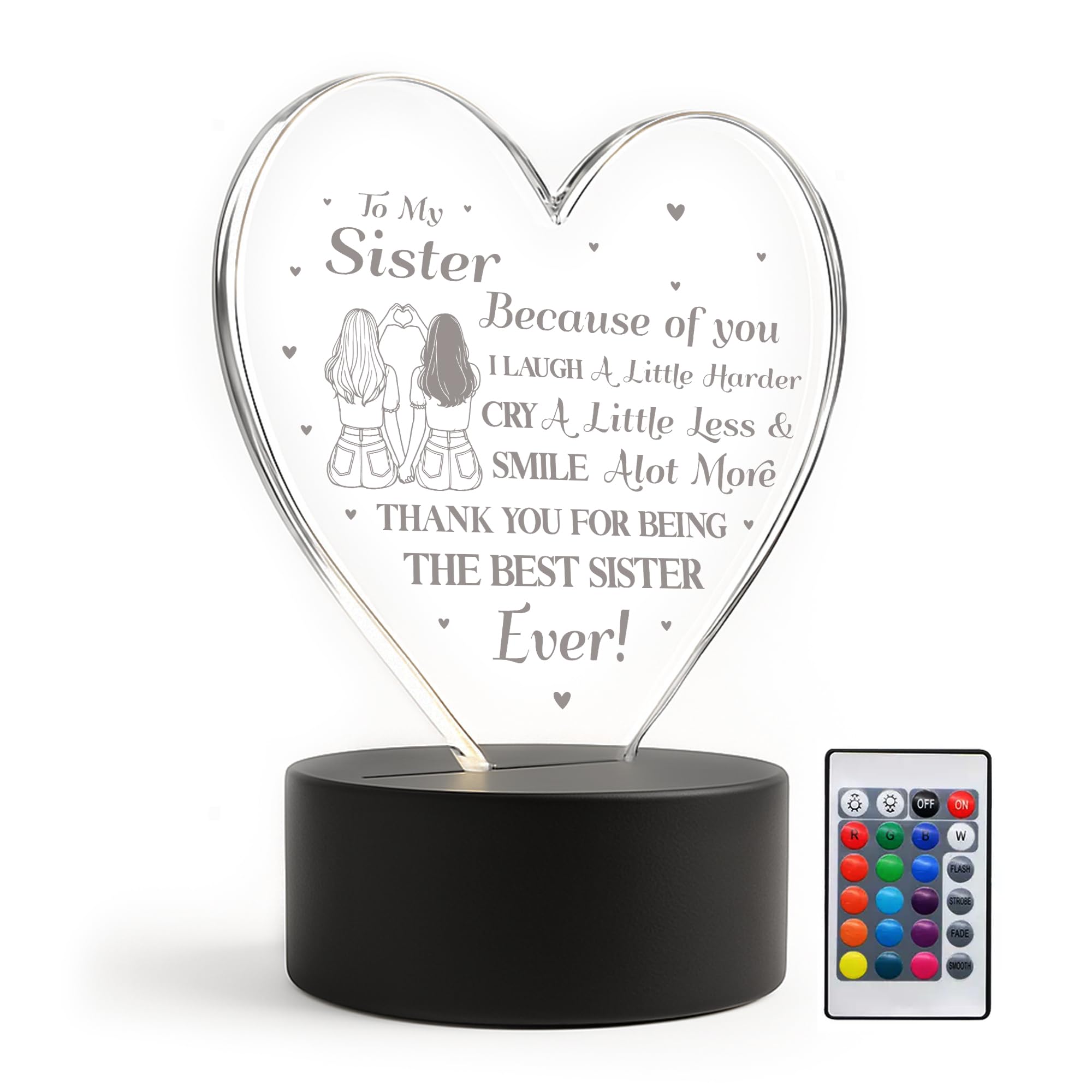 RED OCEAN Sister Birthday Gifts Thank You Gifts for Sister Night Light for Thank You Her Friendship Christmas Keepsake