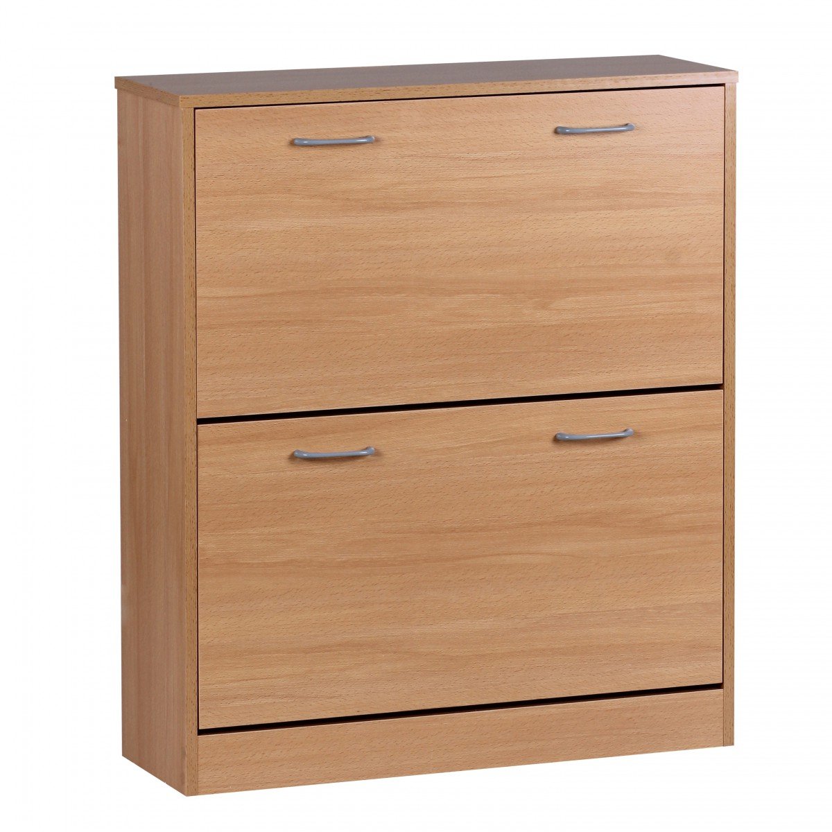 Wohnling Schuhkipper Kiel Buche matt 2 Fächer 75 x 87 x 24 cm, Design Holz-Schuhschrank zum klappen, Schuhkommode modern mit Ablage