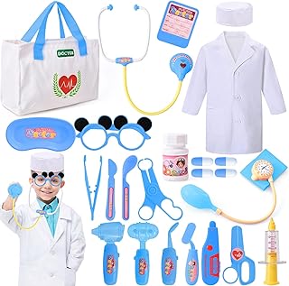 Latocos Doctor Kit for Kids Toddlers 3-5 Years Old, 24 PCS Doctor Playset with Medical Storage Bag & Real Stethoscope, Dentist Doctor Dress Up Pretend Play Educational Medical Kit Birthday Gifts