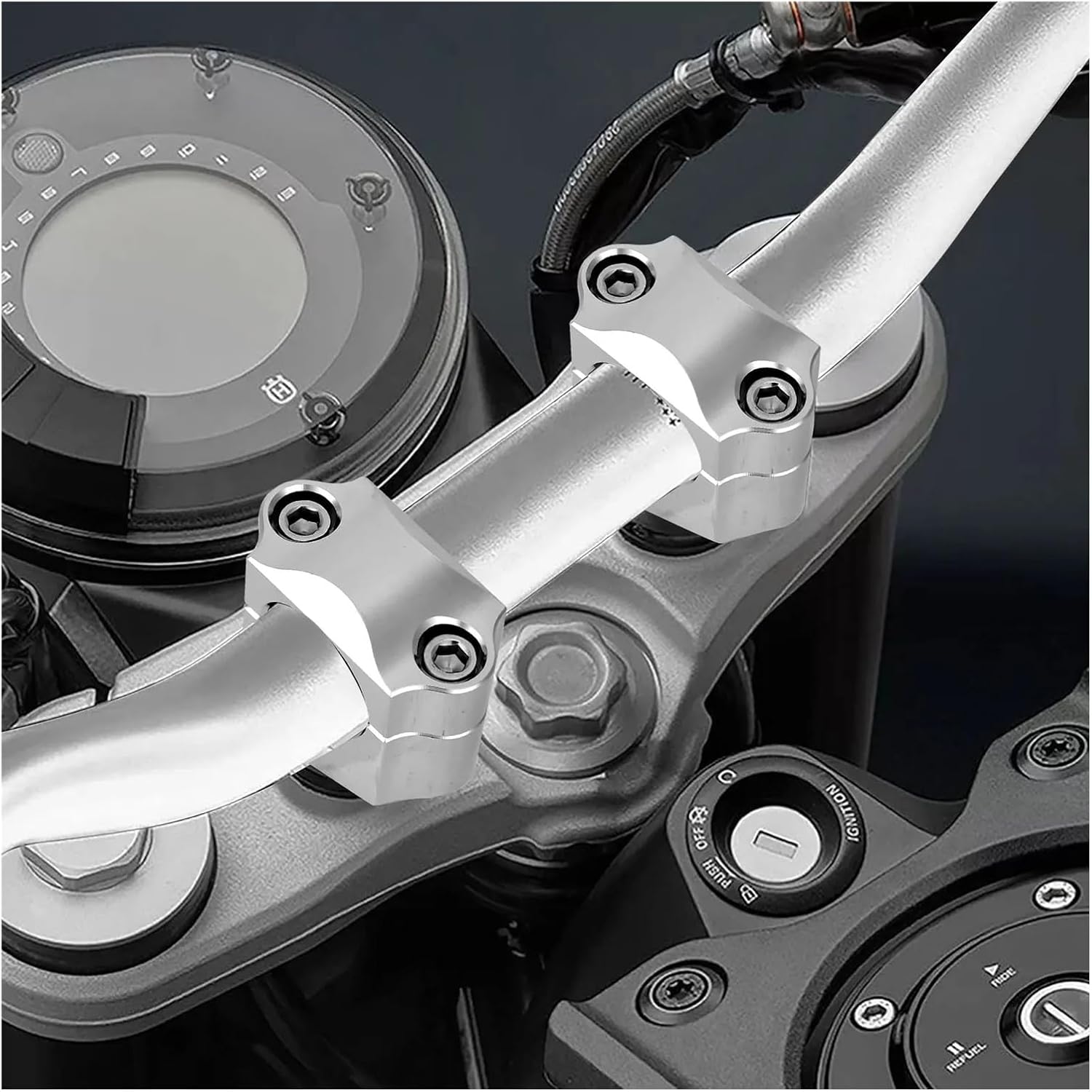 Motorcycle Handlebar Riser Up Bracket Clamp Kit Handle Bars Black/Chrome 25mm 1 inch handlebars(Black)