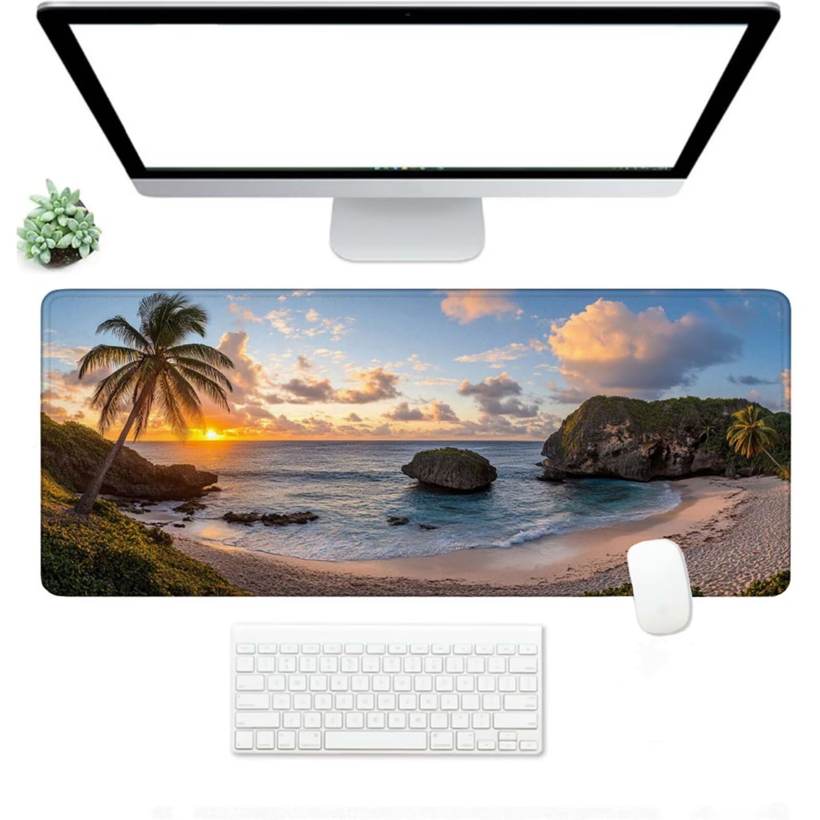 Podkładka pod mysz XXL 1400 x 600 x 3 mm, niebieska duża podkładka pod mysz z wodoodporną i gumową antypoślizgową plażą pod ręką biurko zszyte krawędzie, poprawia precyzję i szybkość dla gracza W-548