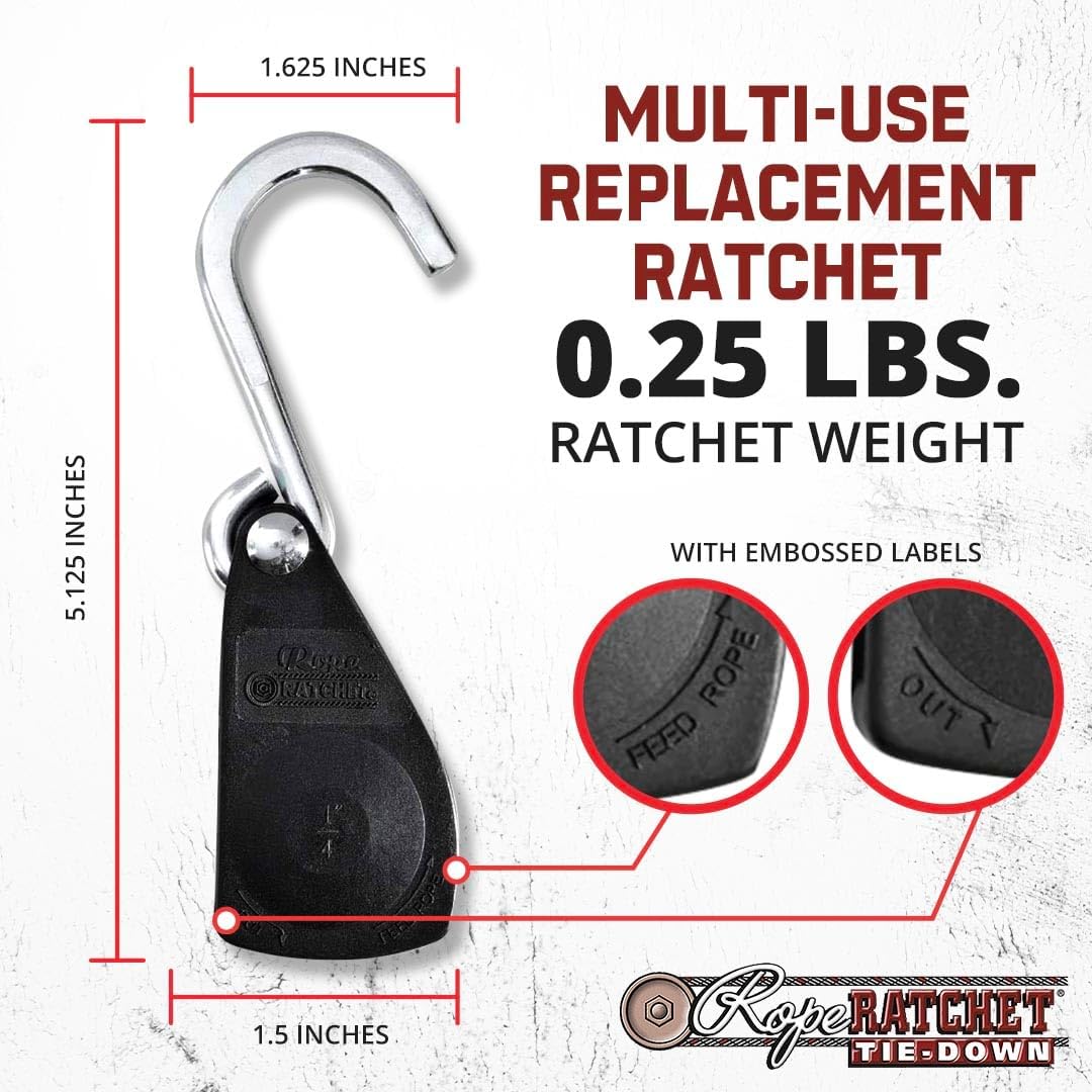 Rope Ratchet 1/4" Tie Down Pulley Hanger, Heavy Duty Locking Mechanism, Tightener for Shade Sails, Hammocks, Canopy Anchoring, Garden Hoisting, Outdoor Use, 150 lbs Capacity - No Rope Included - Image 4