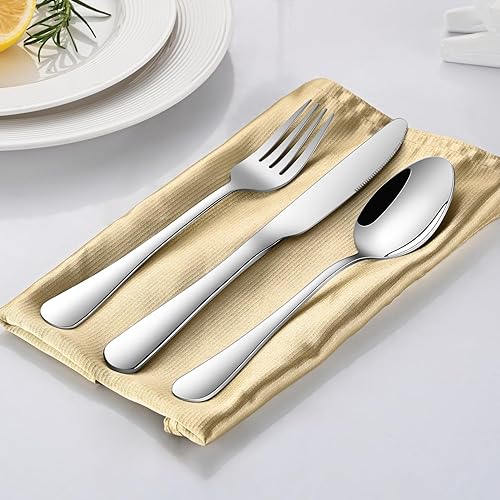 Miniatura 8 de Juego de cubiertos de 49 piezas con organizador y cuchillos para carne, juegos de cubiertos de acero inoxidable para 8 personas para la cocina del