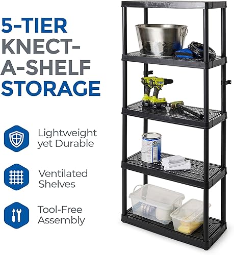 Miniatura 4 de Gracious Living Unidad de almacenamiento de 5 estantes ventilada de altura fija de 14 x 32 x 72 pulgadas sistema organizador para el hogar garaje