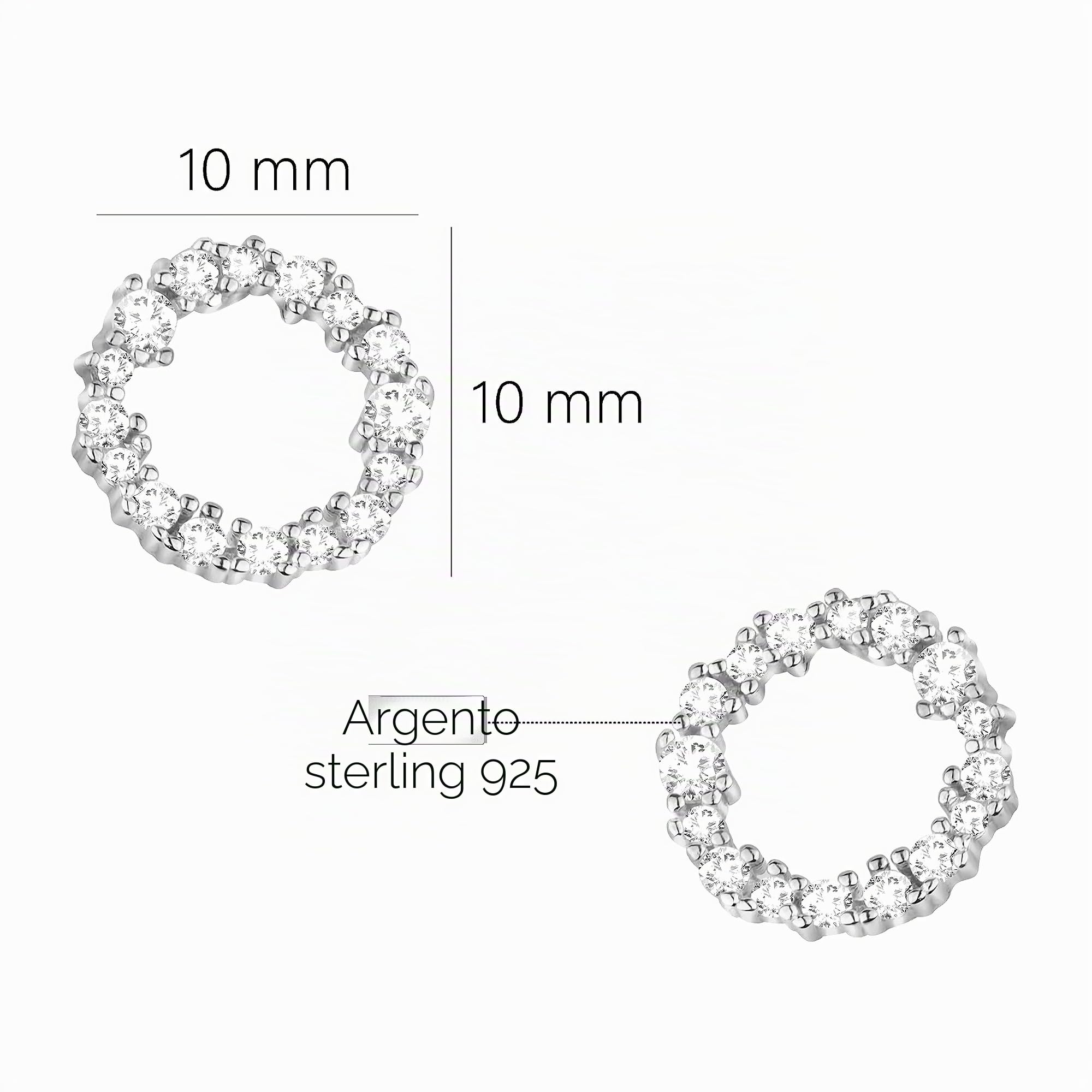 SOFIA MILANI - Orecchini da Donna in Argento 925 - con Pietra Zircone - Orecchino a Perno a Cerchio