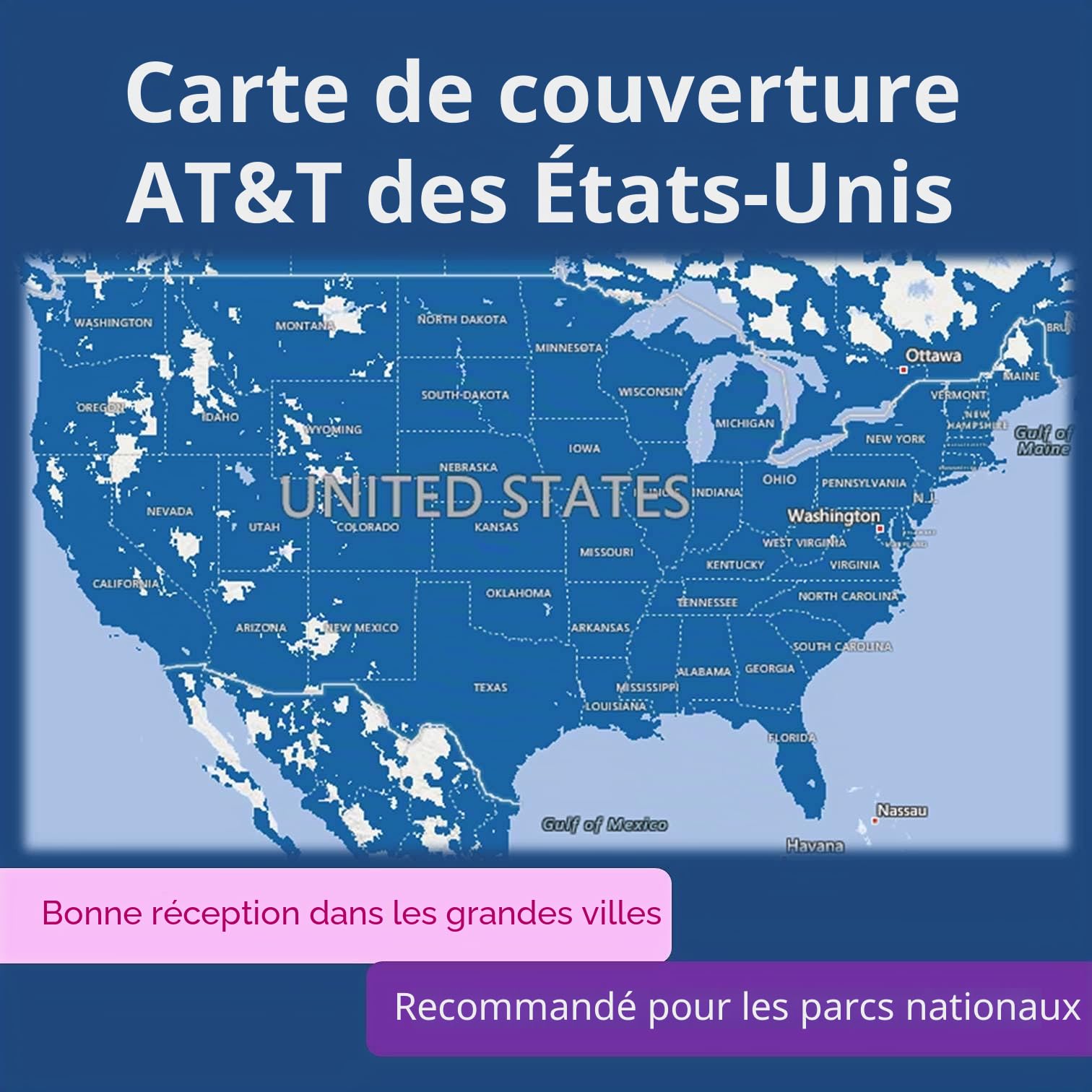 USA Canada Mexique AT&T Carte SIM | Données haute vitesse illimitées/appels/SMS | ATT SIM carte US, USA, Californie, Canada, Mexique | Compatible uniquement avec iPhone (21 jours)