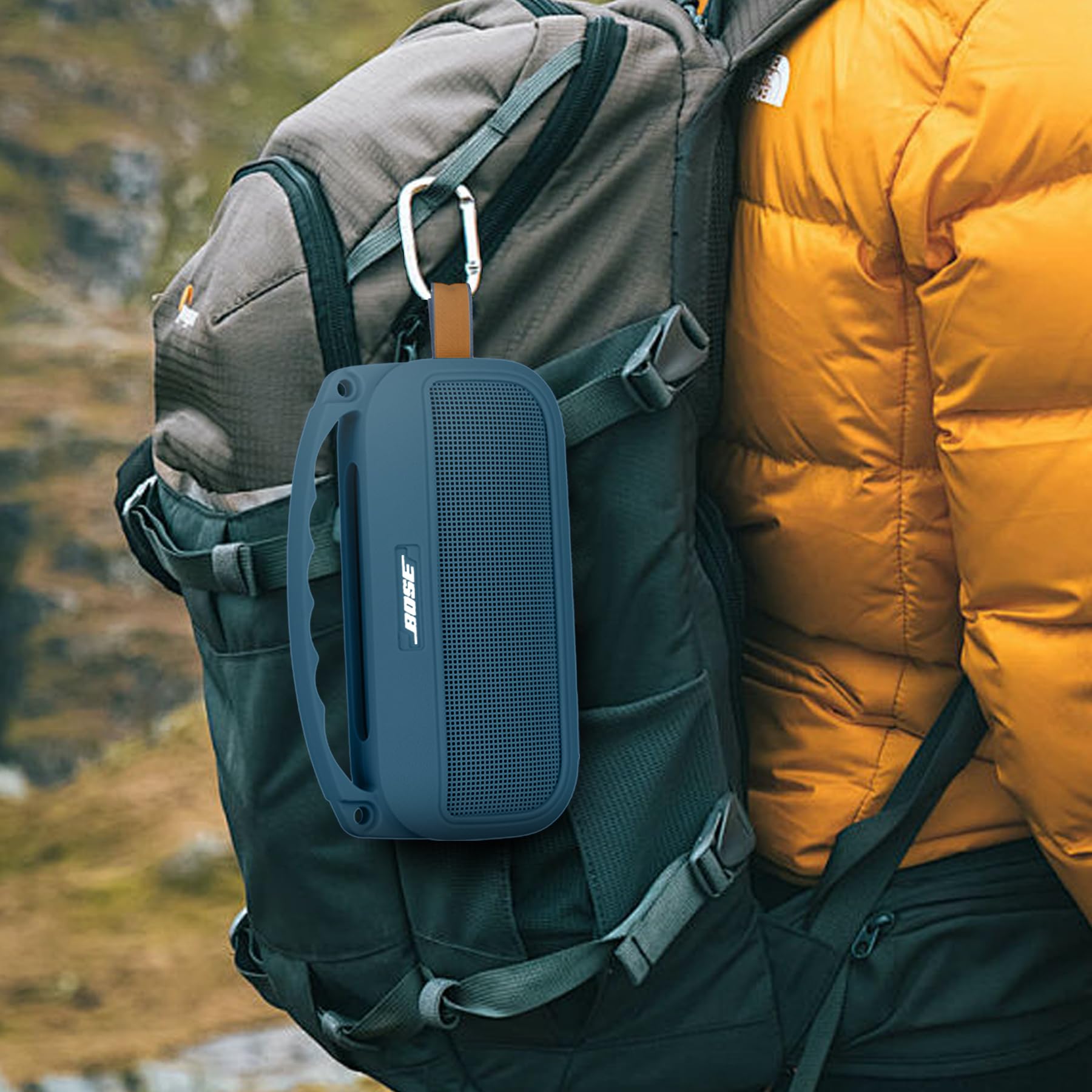 co2CREA Silikonowe etui do przenośnego głośnika Bluetooth Bose SoundLink Flex (2. generacji), przenośny, ultralekki rękaw ochronny z karabińczykiem i paskiem na ramię (głośnik i akcesoria nie są