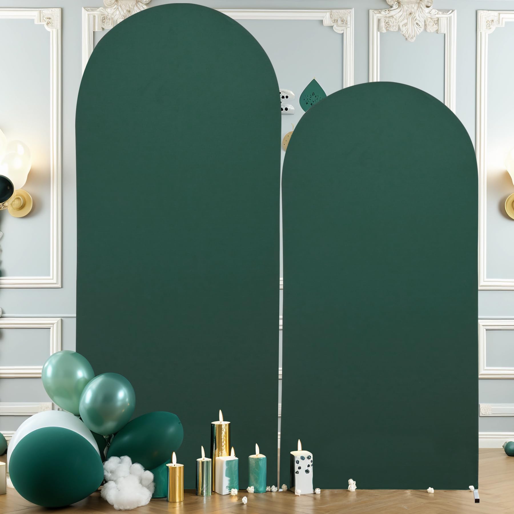 6FT Hunter Green Arch Cover - Spandex Fitted Wedding Arch Stand Covers Round Top Chiara Arch Backdrop Cover for Birthday Party Banquet Photo Background Decoration