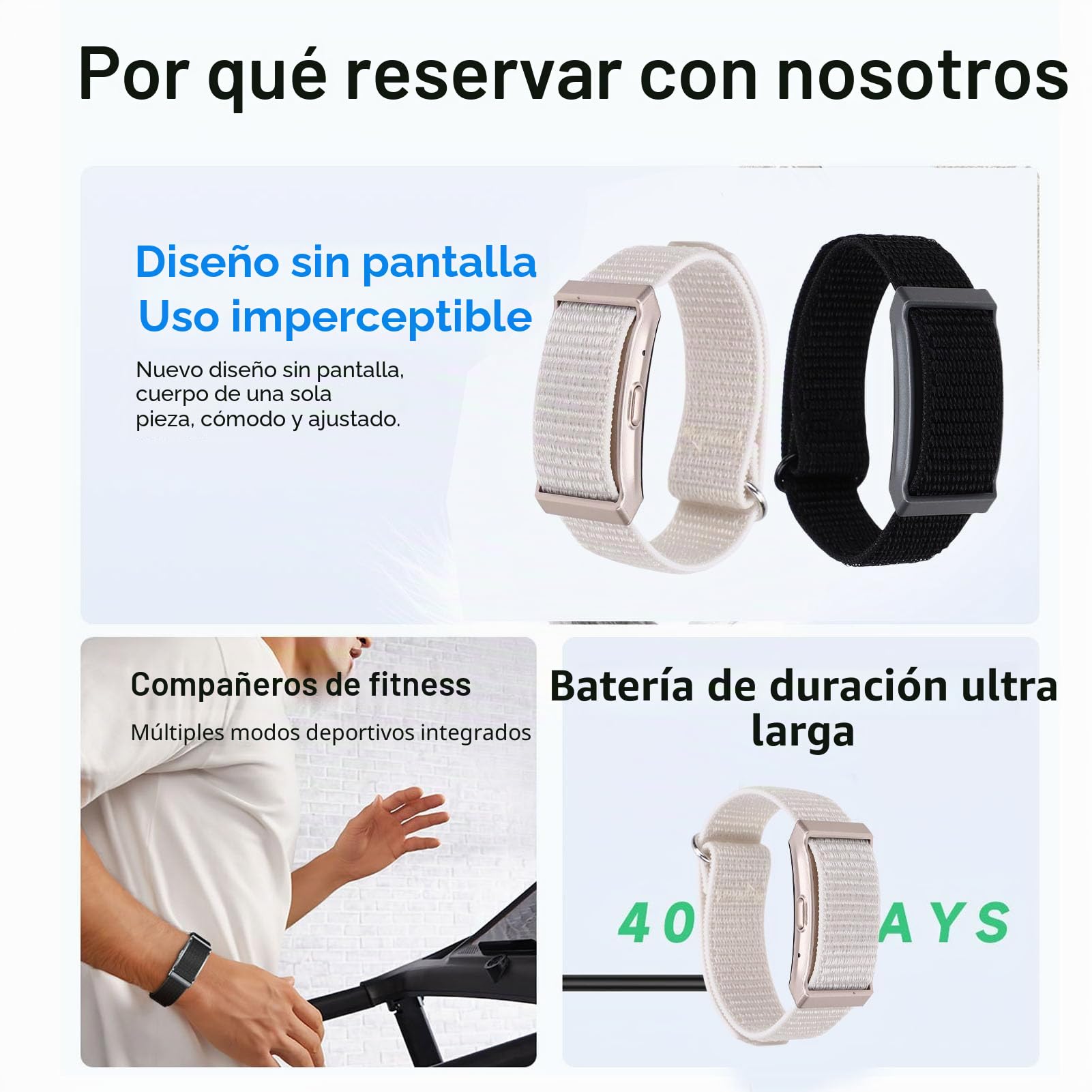 Tosuny Pulsera Inteligente, Rastreador de Actividad Física con Monitor de Temperatura Corporal, Seguimiento del Sueño con Batería de 40 Días para Gestión de la Salud de la Actividad (Black)