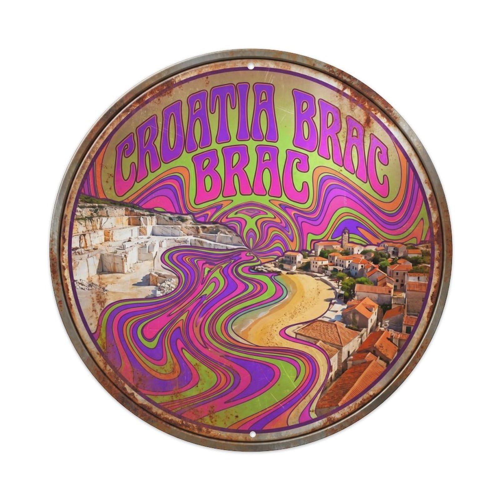 Brac Stone Croatian Graphic Color Classic Scenery Metal Tin Sign