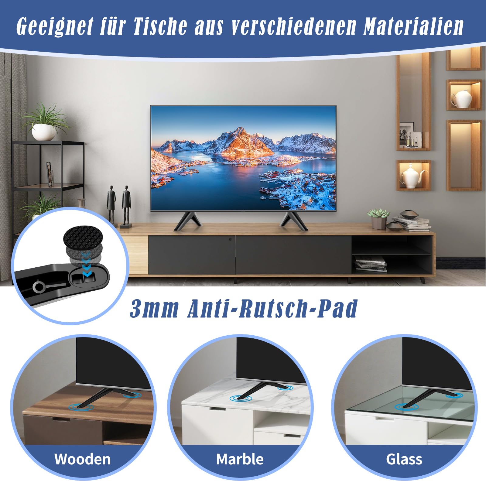 Universele TV-standaard Vrijstaande TV-standaard Rollende draagbare TV- standaard voor 49-75 inch LED LCD-scherm-tv's Monitoren, in hoogte verstelbare TV-standaard met wielen Staande TV-standaard