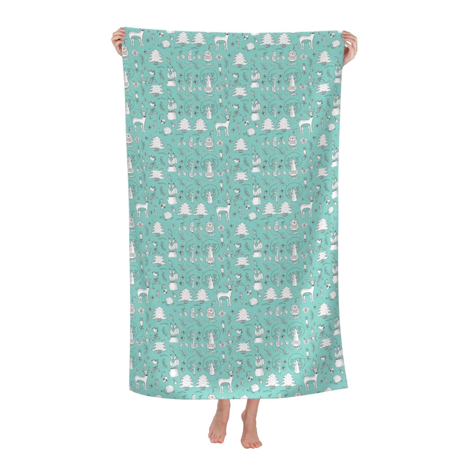 Cbaaghh Llama Alpaca Green Print Adult Beach Towels,Beach & Pool Towel,Beach Towels,Towels For Camping