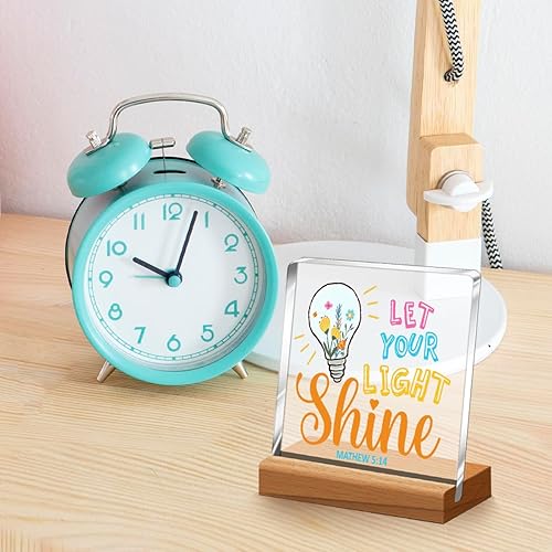 Miniatura 5 de Decoración de escritorio motivacional, decoración cristiana para el hogar, versículo de la Biblia, Mateo 514 Let Your Light Shine, placa de