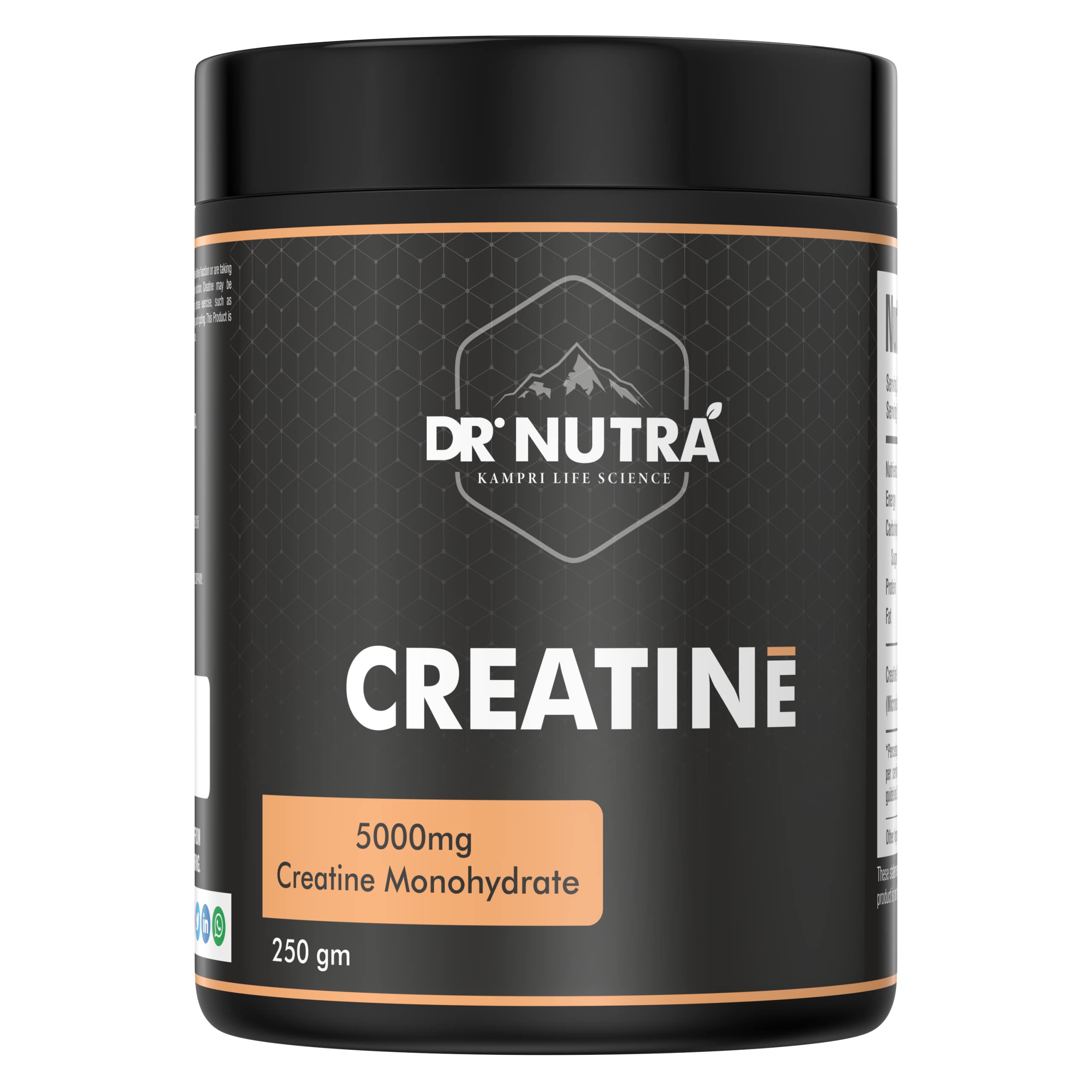 Dr.NUTRA Micronized Creatine Monohydrate, (250gm powder, Unflavored) For Post Workout to Sustain Longer Workout, Muscle Repair & Recovery
