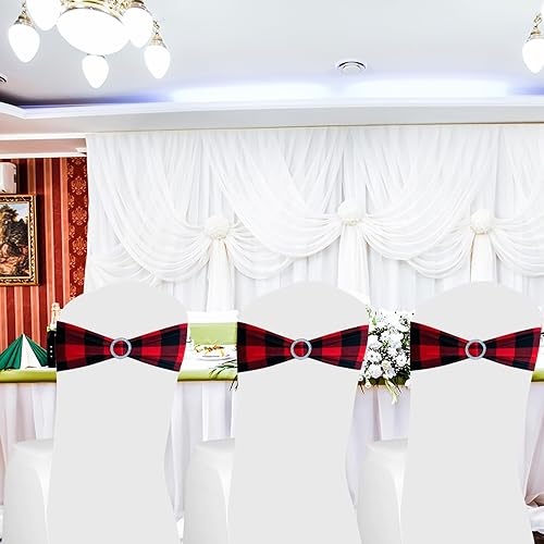 Miniatura 4 de Bandas elásticas de elastano para silla, 10 unidades, 6 x 13.8 pulgadas, bandas elásticas para silla con hebilla para boda, cumpleaños, baby shower,