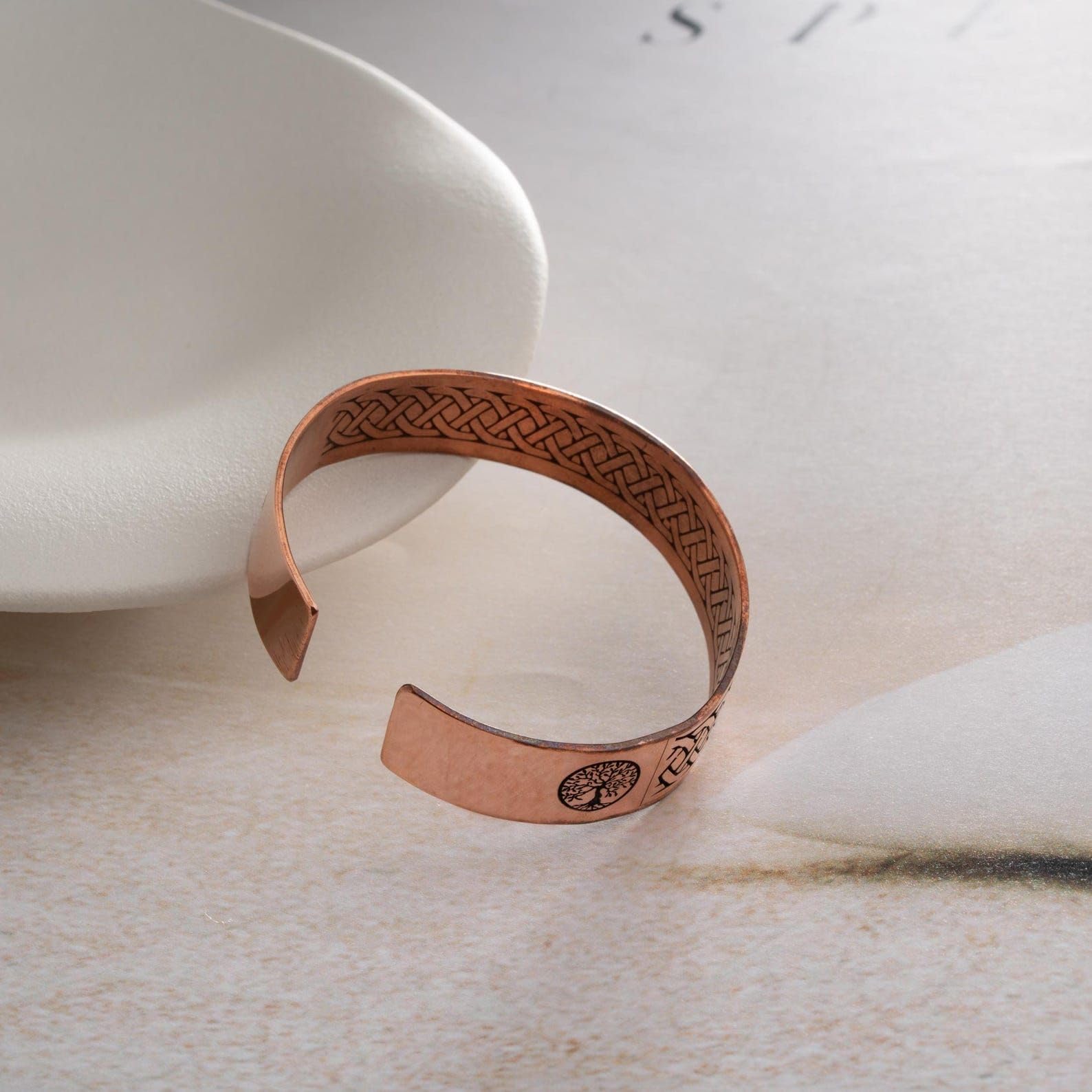 Pulsera de cobre ajustable hecha a mano Unisex pura cobre curación de la joyería de diseño celta