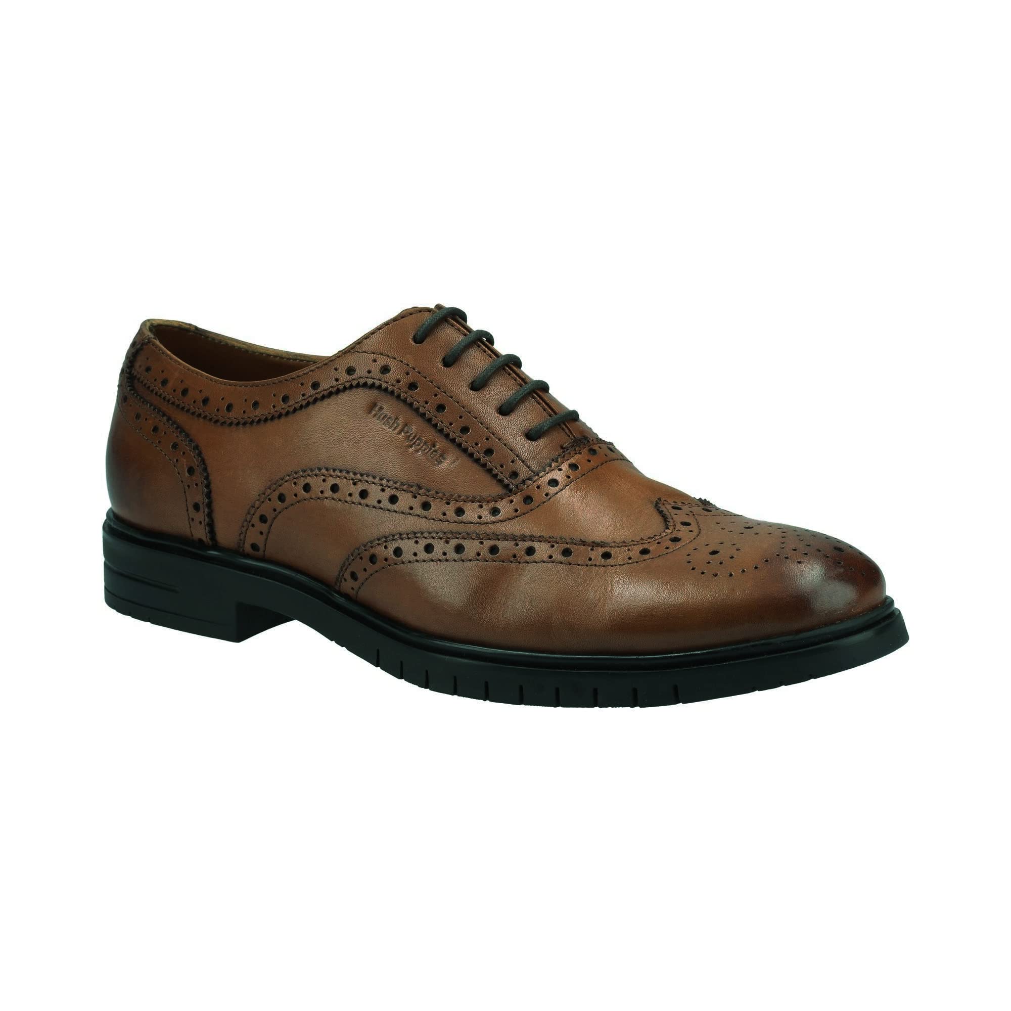 Hush Puppies (, 11 (Adults')) Santiago Leather Men's Tan Lace-Up Shoes Brown
