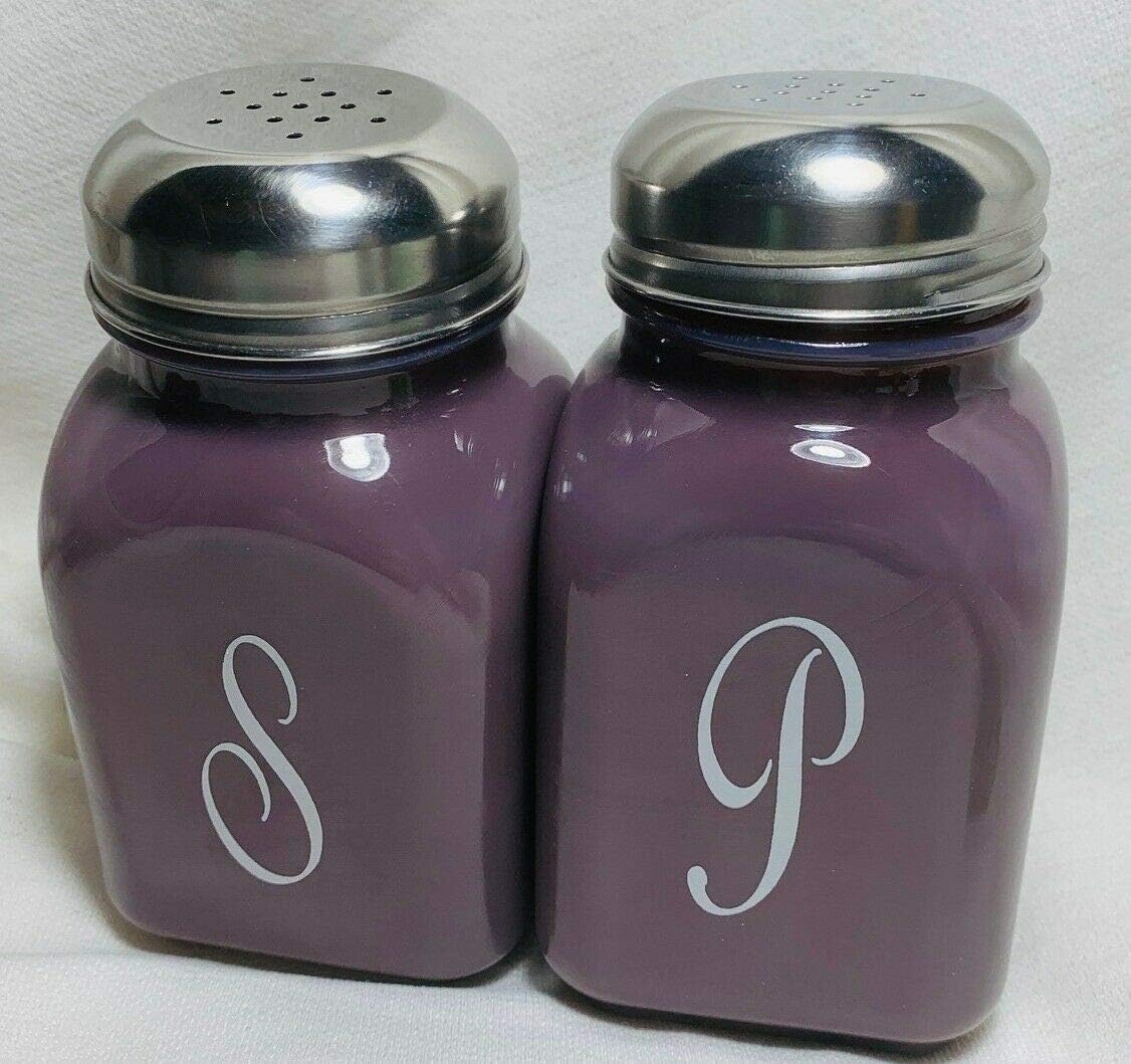 Salt & Pepper Shaker Set - Square Stove Top Jar - American Made - Mosser Glass USA (Eggplant)