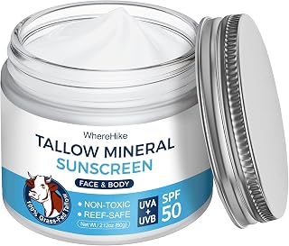 Organic Beef Tallow Sunscreen-SPF 50 with Zinc Oxide,Non-Toxic 2-in-1 Moisturizer & Mineral Sunblock | Reef Safe, Chemical-Free,Lightweight, Clean Formula for Sensitive Skin-1.