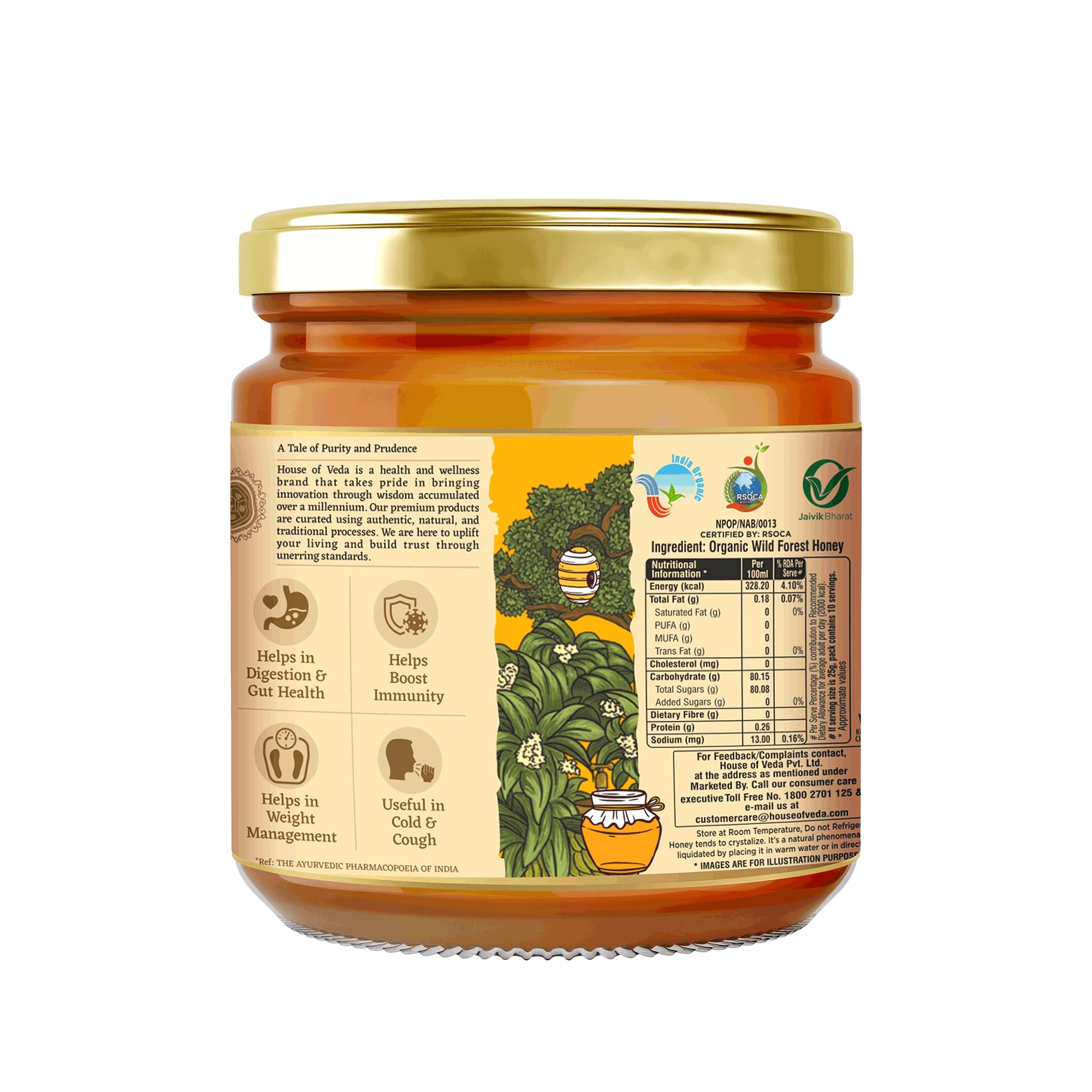 Organic Wild Forest Honey 250g | शुद्ध जंगली शहद | Raw & Unprocessed | NMR Tested | No Added Sugar | Rich in Antioxidants | Certified Organic | Natural Immunity Booster | Chemical Free | House of Veda - Image 2 thumbnail