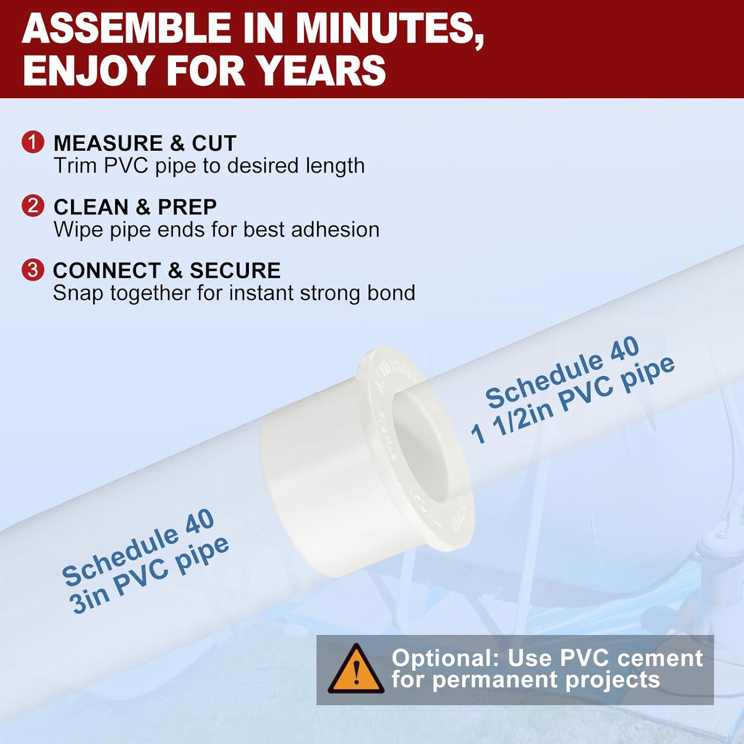 DTGN 10Pcs 3"x1 1/2" PVC Reducer Bushing Fitting, SCH40 (Spigot x Socket) Furniture Grade PVC Pipe Fitting, Reducer Bush Adapter for Home Sewer Plumbing, Industrial, Pipe Connection