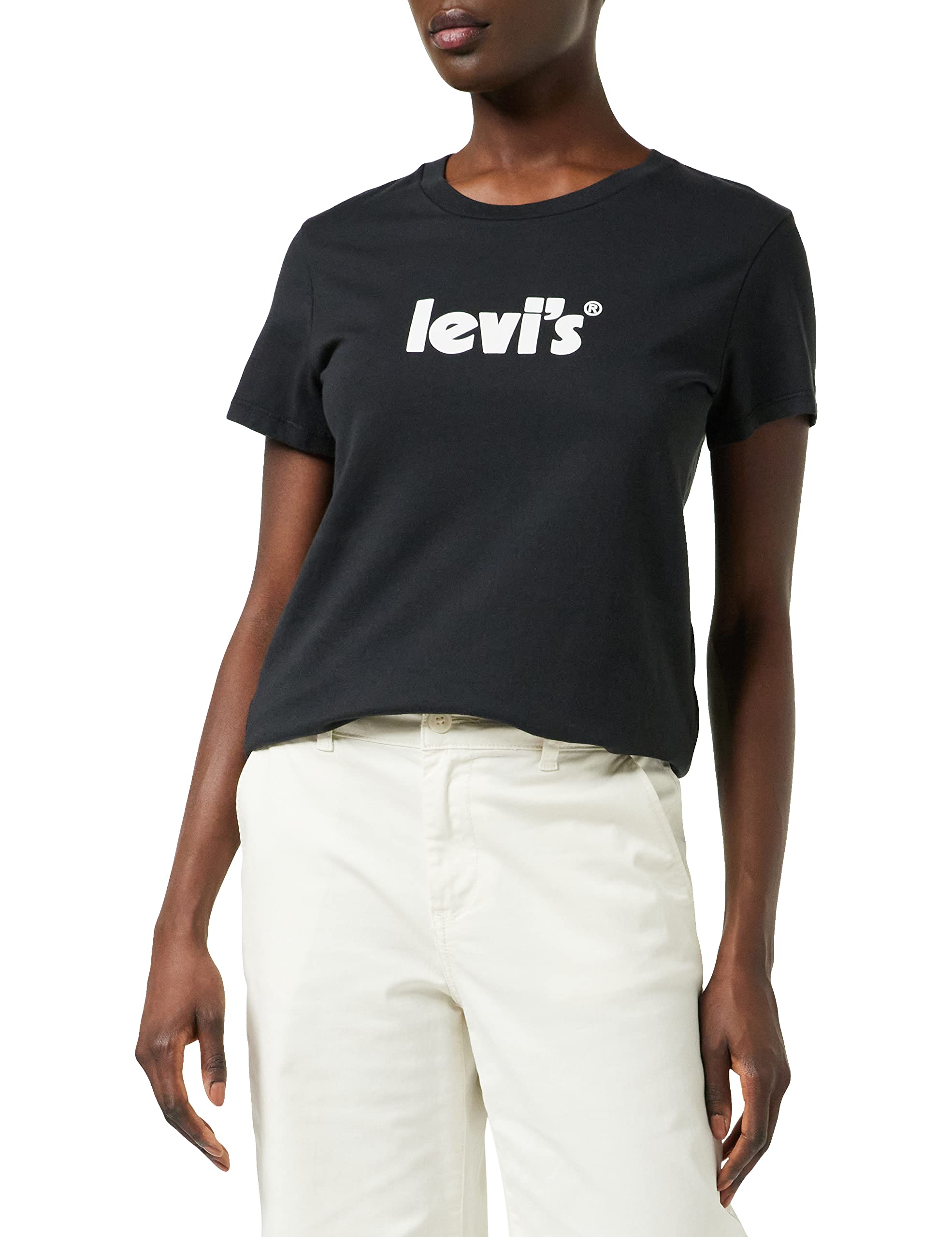 Levi's Women's The Perfect Tee- Poster Logo T-Shirt, Blacks, XXS