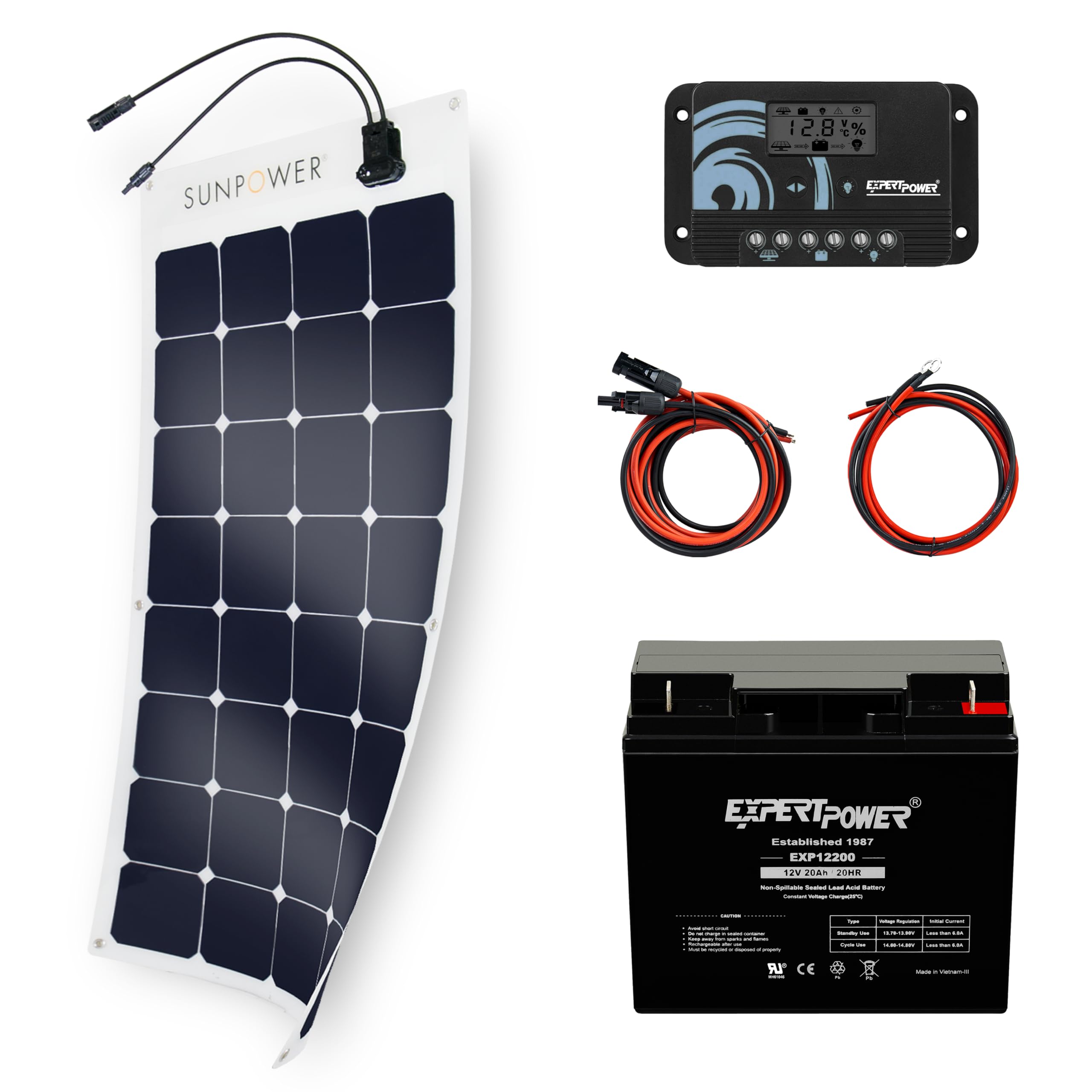 Amazon.com: ExpertPower Solar Kit: 100W SunPower Flexible Panel