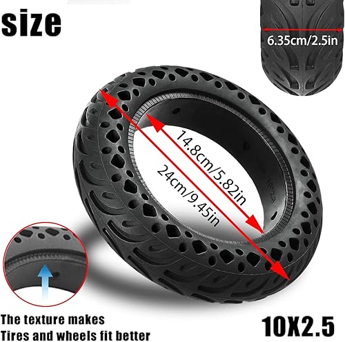 Miniatura 3 de Felixstory Neumático de scooter 6070-6.5 sin cámara 10x2.50 Reemplazo de neumático sólido para Hover 1 Alpha Hiboy MAX3 Segway Ninebot MAX G2 G30LP