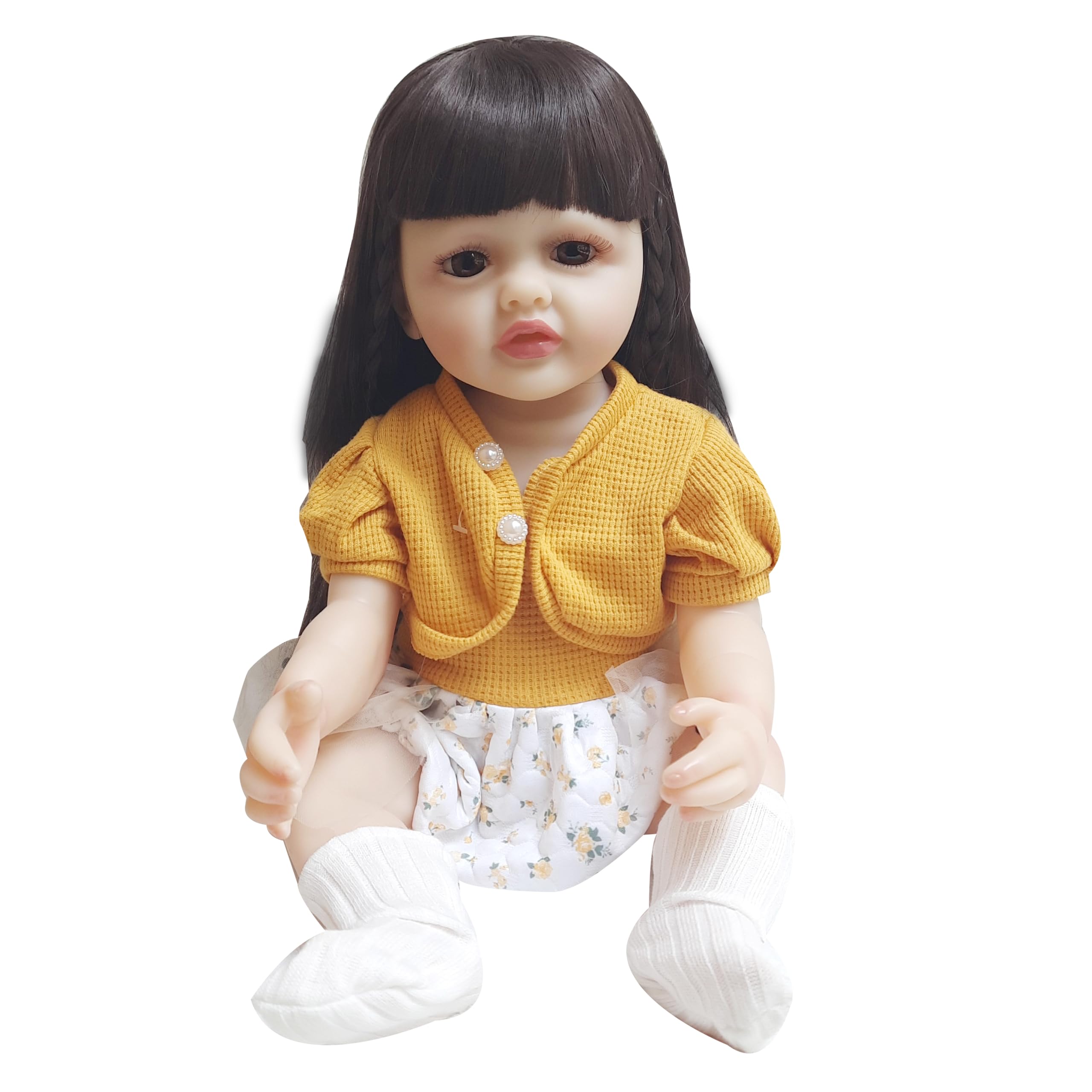 Himaja Little Shopee™ | Imported Silicone Body Reborn Girl Baby Doll Big Size| Realistic Looking with Long Hairs | Gift for Childrens| Multi Color | Size 55cm (Multicolor) (B0D1PJZMXK) Amazon Price History, Amazon Price Tracker