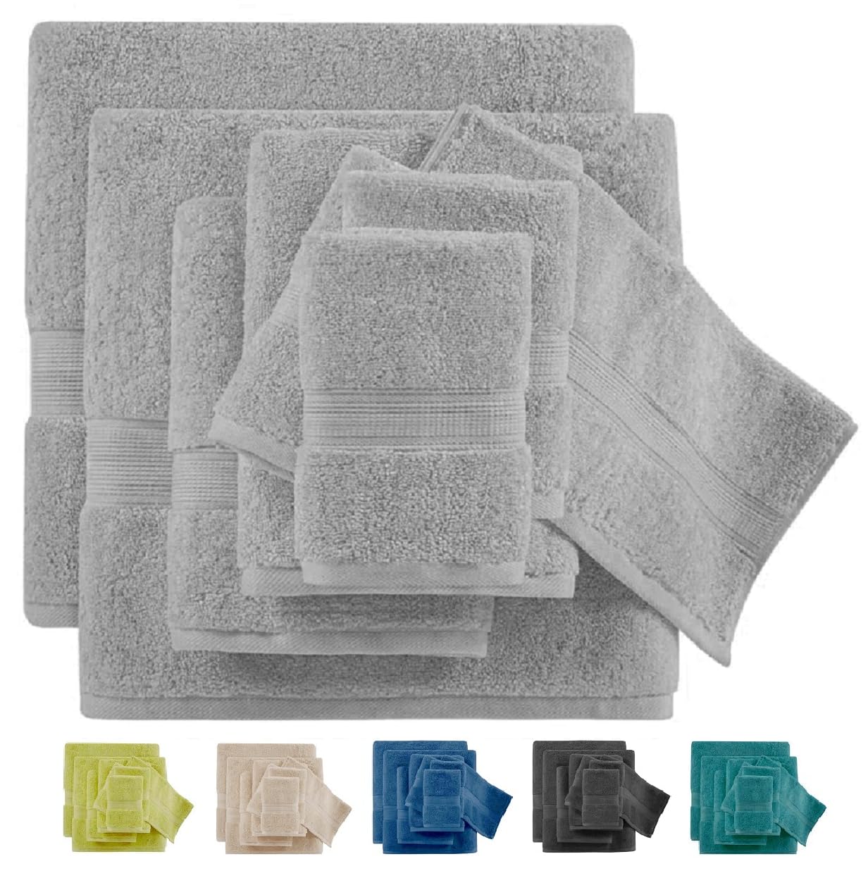 Wholesale Trade Dealz Luxury Towels 800GSM Large Bath Towel 100% Egyptian Cotton Face Cloth Super Soft Hand Towels Big Extra Large Jumbo Bath Sheets Hotel Quality Towel Set (Silver, 1x_Bath Towel)