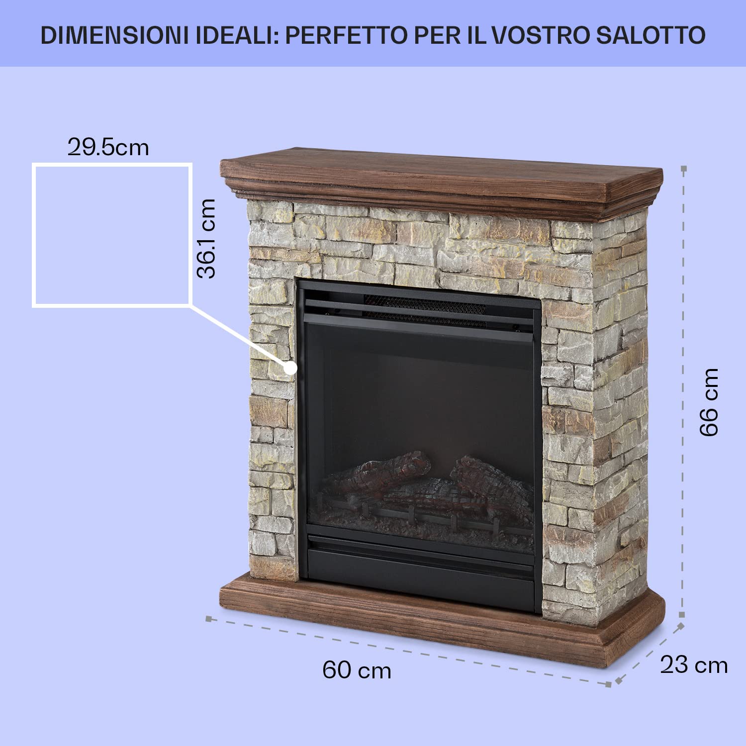Klarstein Deko Kamin mit LED-Flammen, Elektro Kamin mit Heizung, 1800W Elektrischer Kamin, Sparsamer Kamin Elektrisch, Wandkamin mit Fernbedienung & Timer, Elektrische Kamine mit MDF-Gehäuse